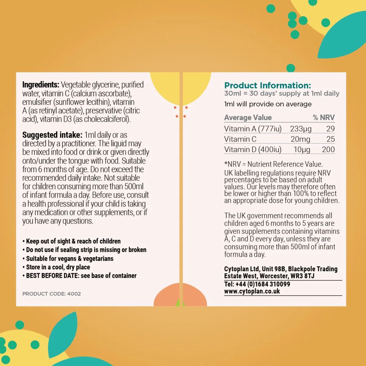 Cytoplan Children's A,C & D Drops - Image 5