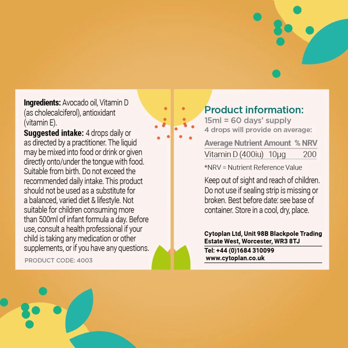 Cytoplan Children's Vitamin D Drops - Image 5