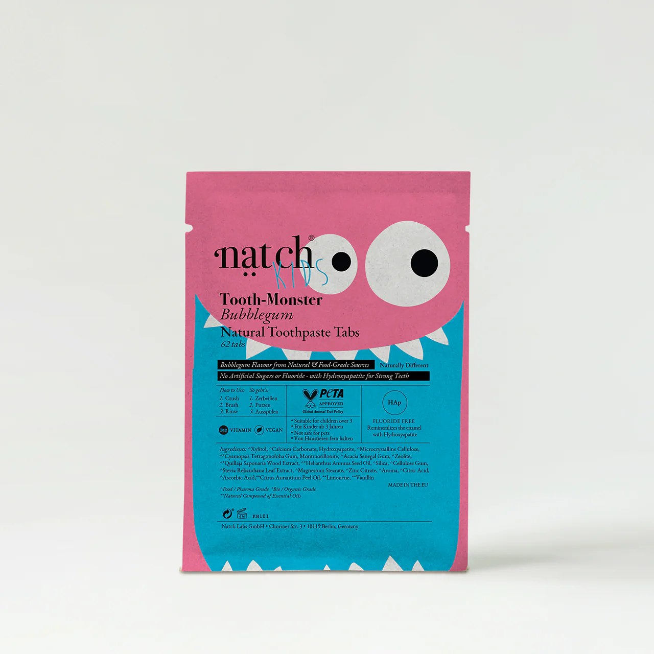 Natch Tooth Monster Bubblegum Toothpaste Tabs For Kids - Image 4